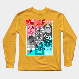 Red Cyan Doodle CHILL ZONE Long Sleeve T-Shirt